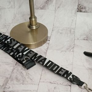 Steve Madden Black and White Guitar Style Logo Strap